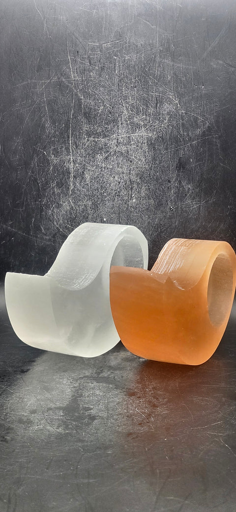 Selenite yin and yang sphere/ candle holder 1 pound, 4 inches