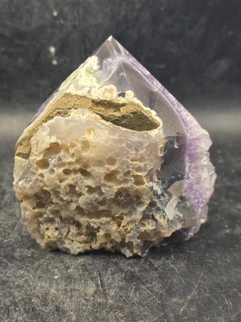 Druzy Amethyst polished top point! 10 ounces, 2.8 inches tall, 2.4 wide