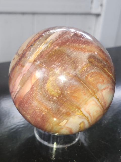 Large polychrome jasper sphere! 90mm, 3.56 inches, 2.4 pounds