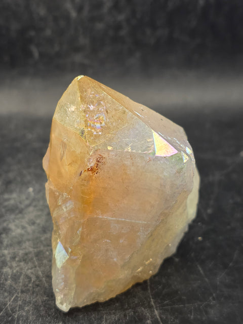 Angel aura citrine polished top point! 5.3 ounces, 2.4 inches tall