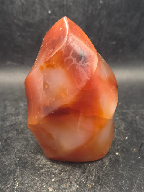 Carnelian agate flame tower! 10 ounces, 3.2 inches tall, 2.2" wide!