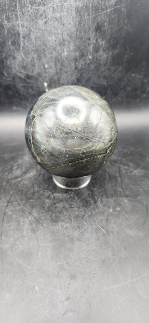 Labradorite sphere! 67mm, 2.6 inches! 15 ounces
