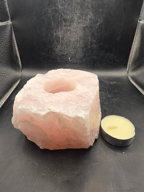 Rose quartz candle holder! 2 pounds, 4 inches by 3 inches!