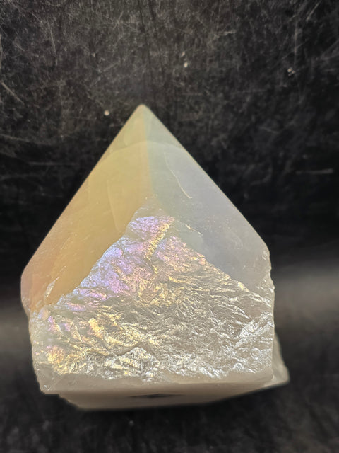 White pearl aura quartz! 9 ounces, 2.4 inches tall, 2.3" wide