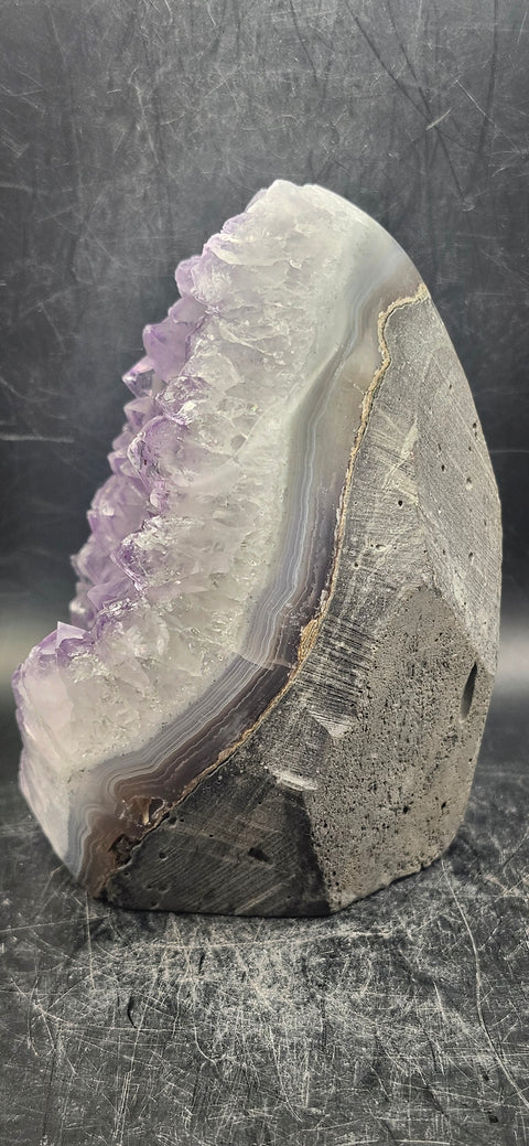 Amethyst cut base free form! 1.13 pounds, 4.5 inches tall, 3.3 wide