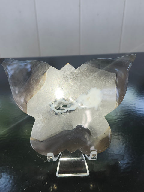Druzy agate butterfly! 4.9 inches wide, 3.36 inches tall, 8 ounces