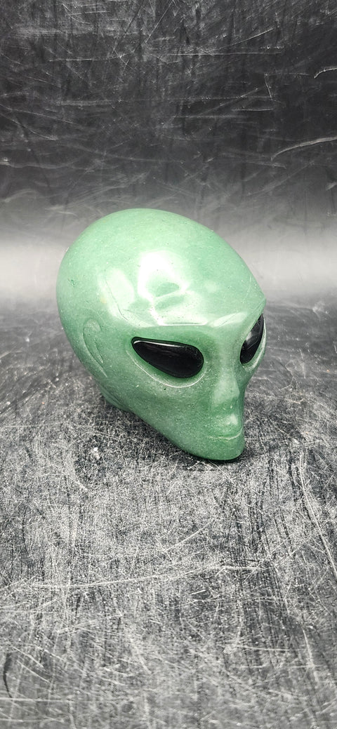 Green aventurine alien head! 3.5 ounces, 1.5 inches tall,1.4 wide