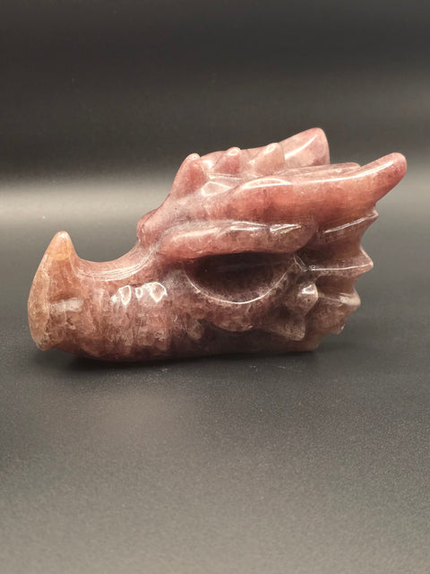 Strawberry quartz dragon skull! 5.3 inches long, 1.3 pounds