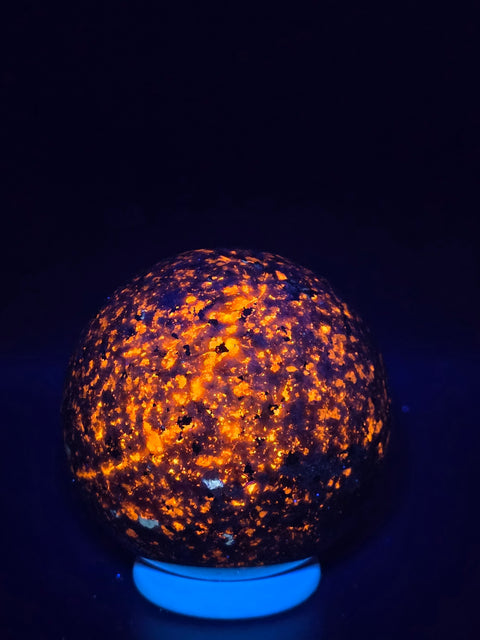 Large flame stone yooperlite sphere! 77.4mm, 3 inches, 1.6 pounds