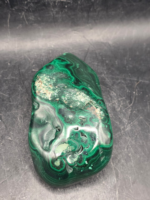 Malachite polished free form! 6.3 ounces, 3.2 inches long, 1.7" wide