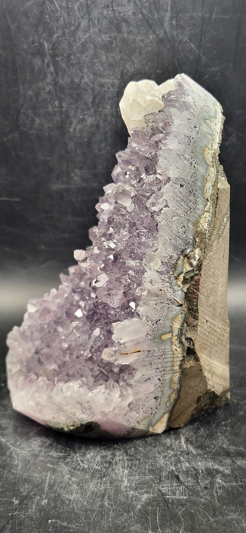 Amethyst cut base free form! 1.8 pounds, 5 inches tall 3 by 3 wide