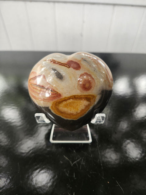 Polychrome jasper heart! 8.5 ounces, 3 inches wide