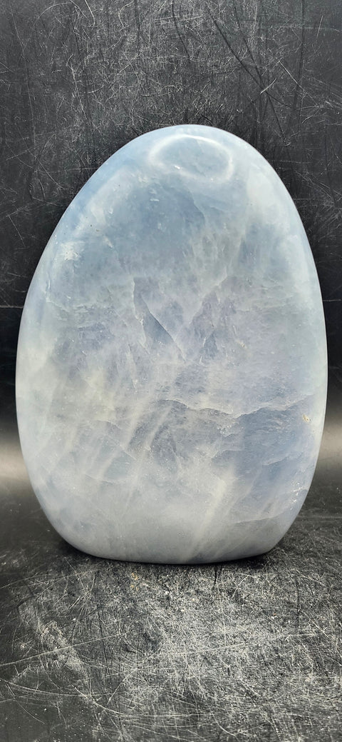 Blue calcite free form! 1.6 pounds, 4.5 inches tall, 3.5 wide