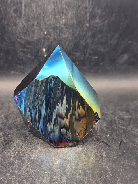 Titanium obsidian polished top point! 2.8 inches tall, 8 ounces!