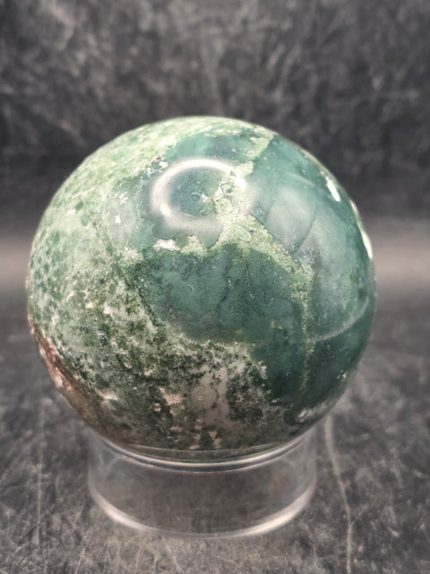 Moss agate sphere! 64mm, 2.5 inches, 12 ounces