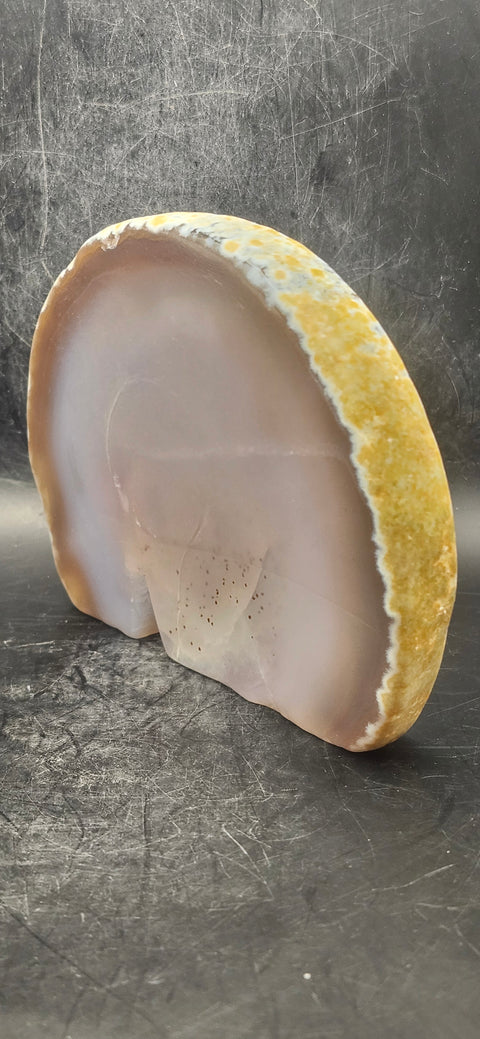 Druzy agate skeleton faced slab!! 12.5 ounces, 4.9 inches wide, 3.8 tall