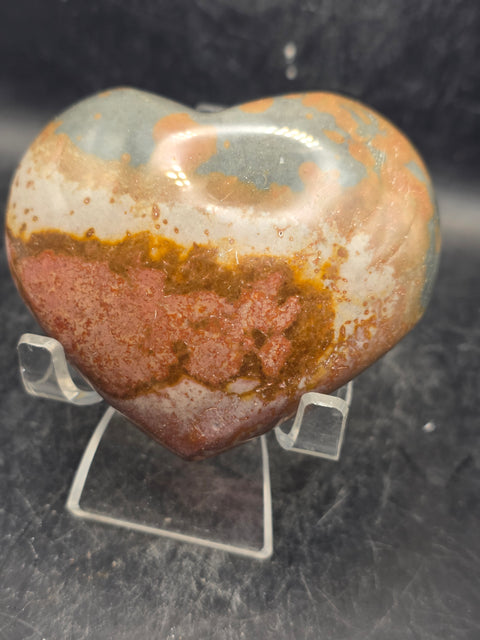 Polychrome jasper heart! 9 ounces, 3 inches wide, 2.7" tall