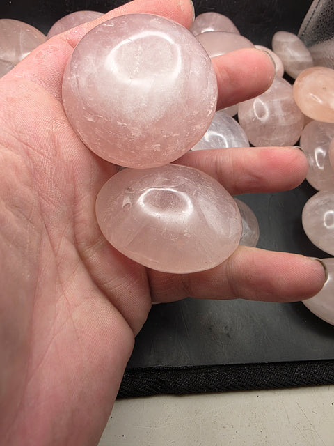 Rose quartz palm stones! Set of 2!!  1.5 to 2.6 inches