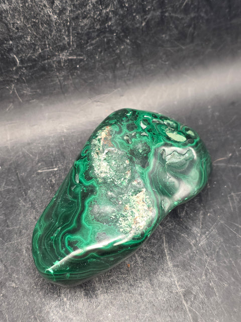Malachite polished free form! 6.3 ounces, 3.2 inches long, 1.7" wide