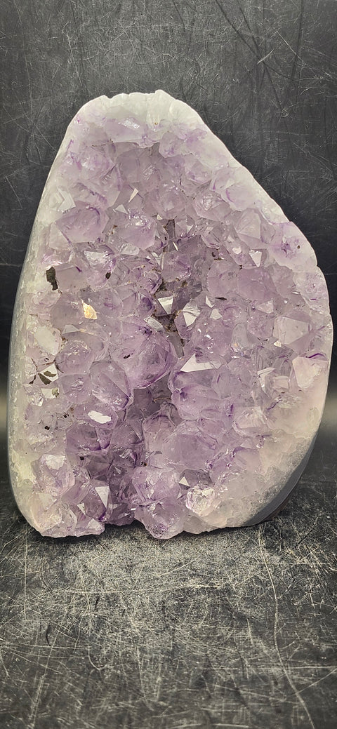 Amethyst cut base free form! 1.13 pounds, 4.5 inches tall, 3.3 wide