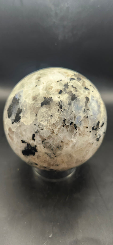 Rainbow moonstone sphere! 83.1mm, 3.27 inches, 1.12 pounds