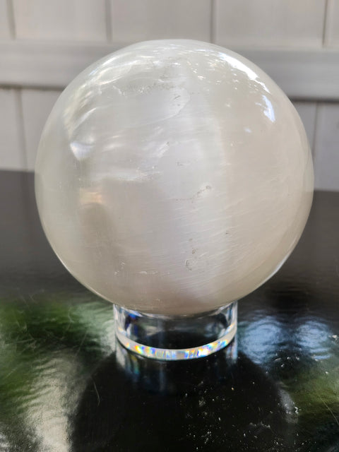 88mm, 3.46 inch, 1.14 pound selenite sphere!!