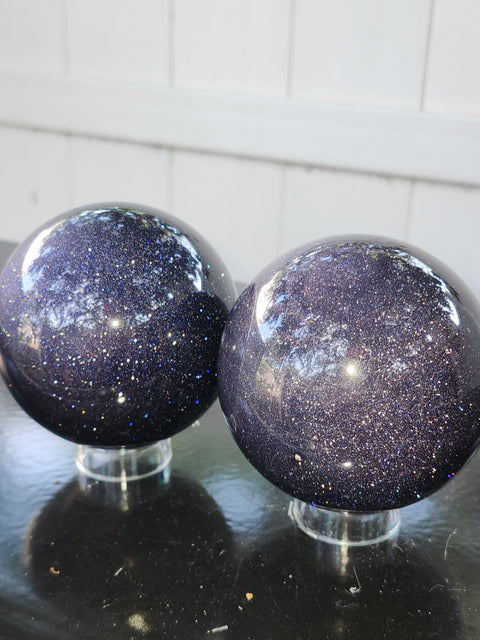 Blue golden sandstone sphere! 1.7 pounds, 78mm, 3 inches