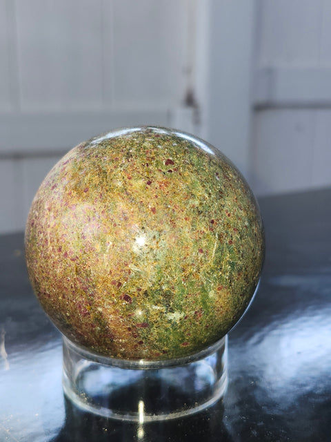 Ruby in kyanite sphere! 14 ounces, 61.1mm,2.40 inches uv reactive