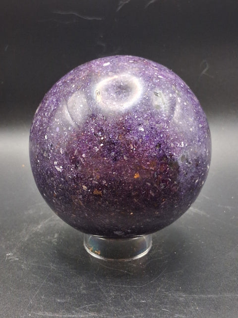 Large lepidolite sphere! 78.8mm, 3.1 inches, 1.8 pounds