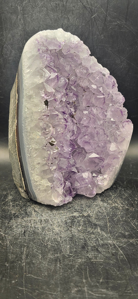 Amethyst cut base free form! 1.13 pounds, 4.5 inches tall, 3.3 wide