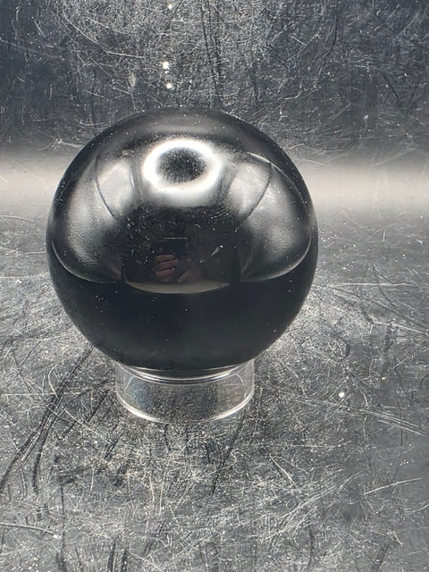 Gold 7 Chakra black obsidian sphere, 58.4mm, 2.2 inches, 8.7 ounces