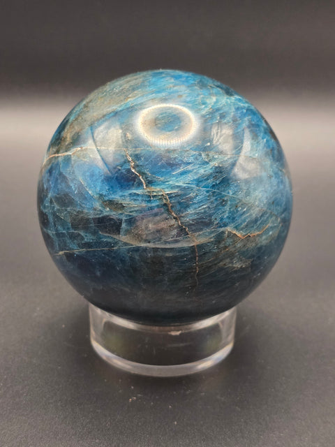 Blue apatite sphere! 72.3mm, 2.8 inches, 1.6 pounds