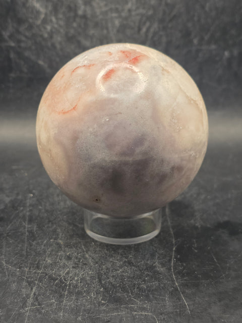 Pink amethyst flower agate sphere! 66mm, 2.6 inches, 13.8 ounces