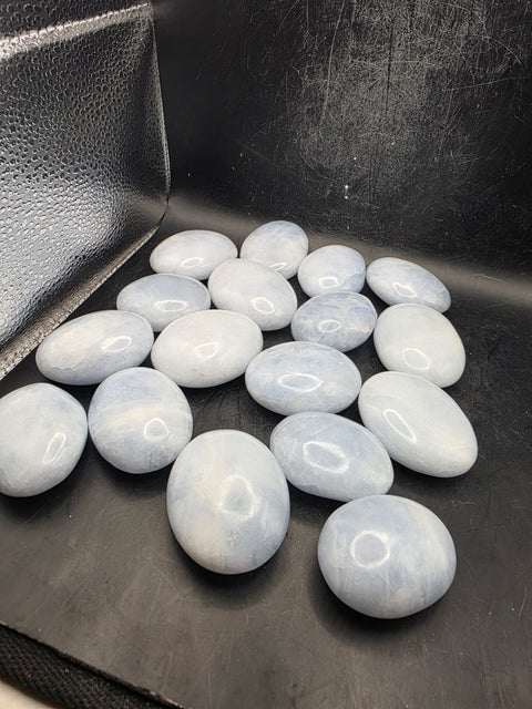 Blue calcite palm stone! 1.6 too 1.9 inches