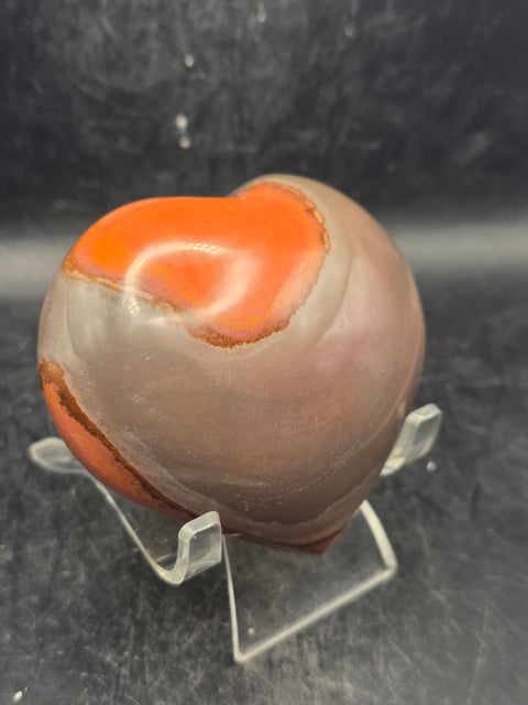 Polychrome jasper heart! 9 ounces, 3 inches wide, 2.8" tall