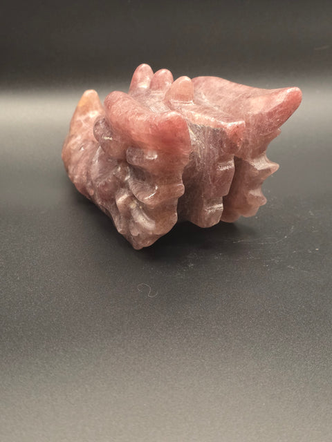 Strawberry quartz dragon skull! 5.3 inches long, 1.3 pounds