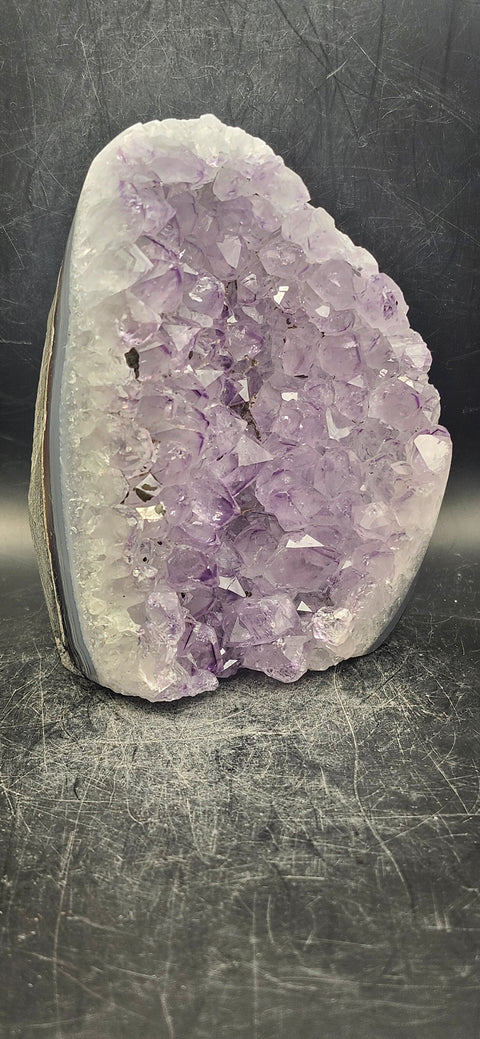 Amethyst cut base free form! 1.13 pounds, 4.5 inches tall, 3.3 wide