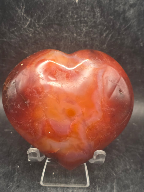 Carnelian agate heart! 7.6 ounces, 3 inches wide, 2.7" tall