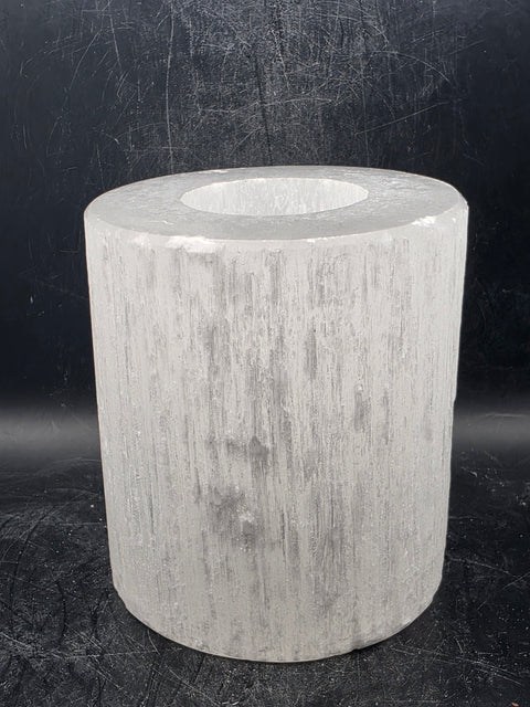 Selenite candle holder! 2.6 pounds, 3.9 inches tall, 3.3" wide