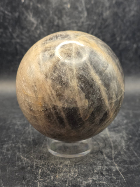 Black moonstone sphere! 73.5mm, 2.8 inches, 1.2 pounds