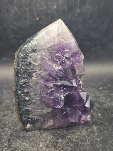 Druzy Amethyst polished top point! 8.3 ounces, 3.2 inches tall, 2.1" wide