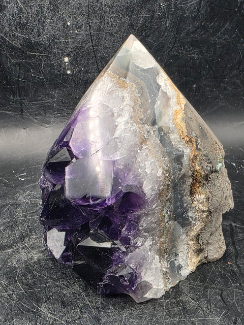 Amethyst Druzy polished top point! 12 ounces, 3 inches tall!