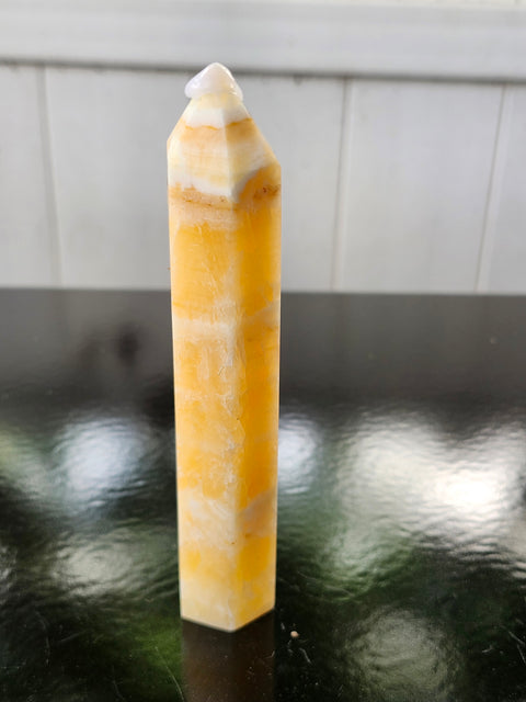 Orange calcite tower! 5 ounces, 5.2 inces