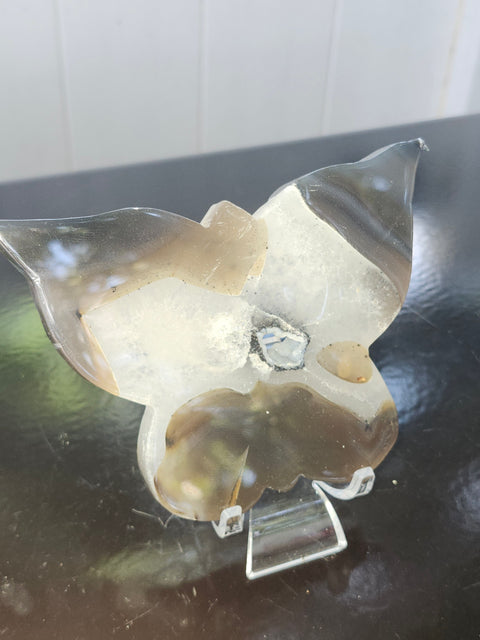 Druzy agate butterfly! 4.9 inches wide, 3.36 inches tall, 8 ounces