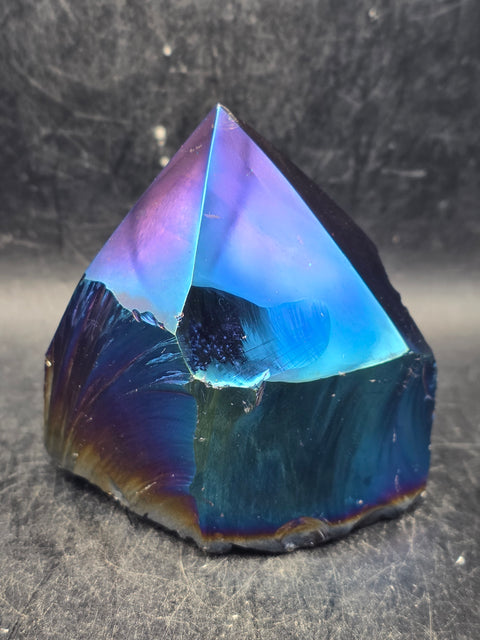 Titanium obsidian polished top point! 7.7 ounces, 2.6 inches tall