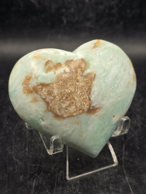 Caribbean calcite heart! 5 ounces, 2.7 inches tall, 2.5" wide