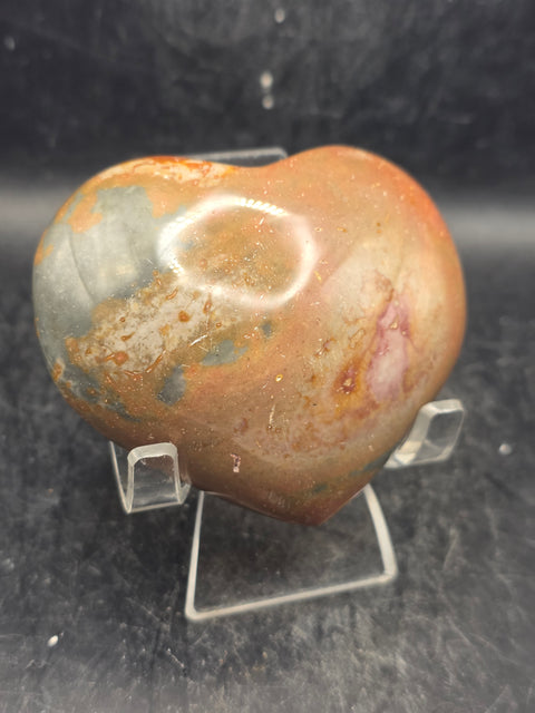 Polychrome jasper heart! 9 ounces, 3 inches wide, 2.7" tall