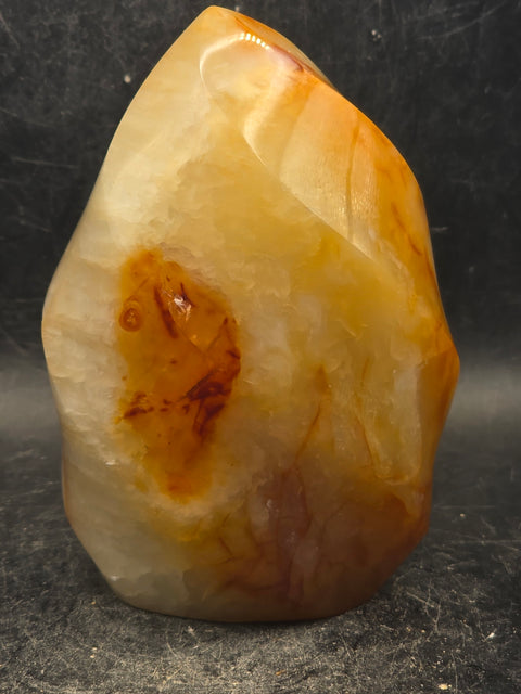 Carnelian agate flame tower! 12 ounces, 3.3 inches tall, 2.2" wide!