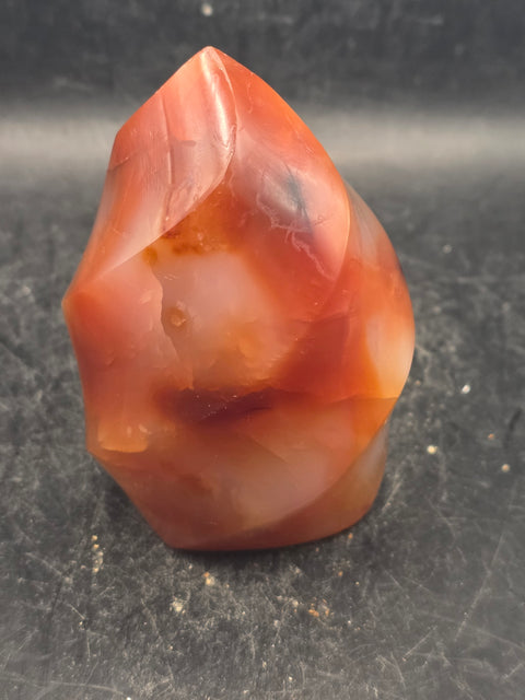 Carnelian agate flame tower! 10 ounces, 3.2 inches tall, 2.2" wide!