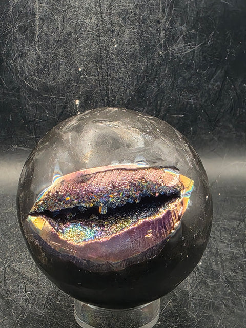 Aura amethyst sphere! 66mm, 2.6 inches, 14 ounces